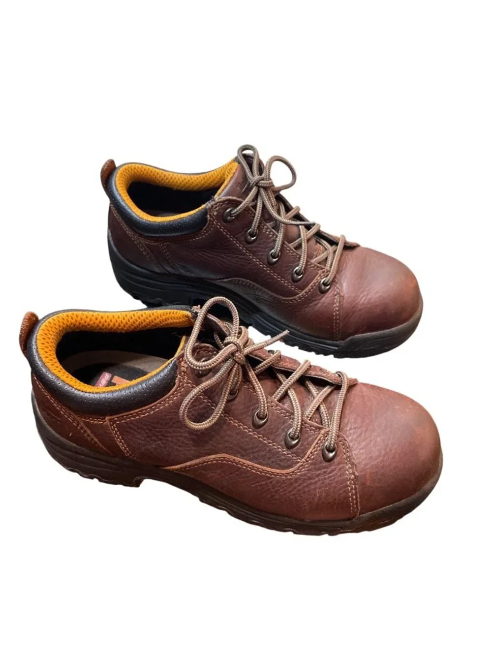 Timberland Pro Power wms brown leather steel toe work shoes sz 9.5M SKU 10-486